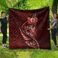 Personalised All Red New Zealand Darts Quilt Aoteroa Fern Maori Galaxy Style