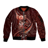 Personalised All Red New Zealand Darts Sleeve Zip Bomber Jacket Aoteroa Fern Maori Galaxy Style