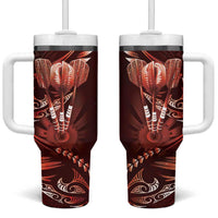 All Red New Zealand Darts Tumbler With Handle Aoteroa Fern Maori Galaxy Style