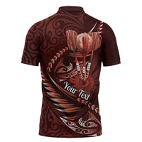 Personalised All Red New Zealand Darts Zipper Polo Shirt Aoteroa Fern Maori Galaxy Style - Polynesian Pride