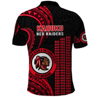 Hawaii Kahuku High and Intermediate School Polo Shirt Red Raiders Kakau Pattern LT14 - Polynesian Pride