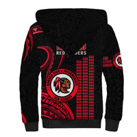 Hawaii Kahuku High And Intermediate School Sherpa Hoodie Red Raiders Kakau Pattern LT14 - Polynesian Pride