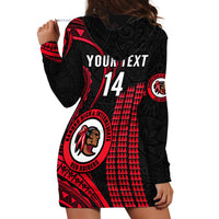 Personalised Hawaii Kahuku High And Intermediate School Hoodie Dress Red Raiders Kakau Pattern LT14 - Polynesian Pride