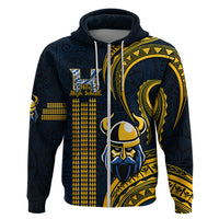 Hawaii Hilo High School Hoodie Vikings Polynesian Kakau Pattern LT14 Zip Hoodie Gold - Polynesian Pride