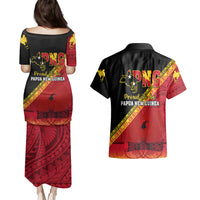 Papua New Guinea Couples Matching Puletasi Dress and Hawaiian Shirt Independen Stet bilong Papua Niugini Unique Version LT14 - Polynesian Pride