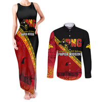 Papua New Guinea Couples Matching Tank Maxi Dress and Long Sleeve Button Shirts Independen Stet bilong Papua Niugini Unique Version LT14 Red - Polynesian Pride