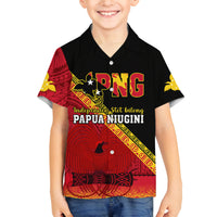 Papua New Guinea Family Matching Long Sleeve Bodycon Dress and Hawaiian Shirt Independen Stet bilong Papua Niugini Unique Version LT14 Son's Shirt Red - Polynesian Pride