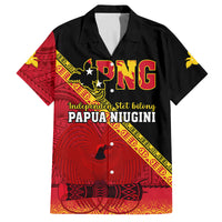 Papua New Guinea Family Matching Off Shoulder Short Dress and Hawaiian Shirt Independen Stet bilong Papua Niugini Unique Version LT14 Dad's Shirt - Short Sleeve Red - Polynesian Pride