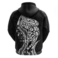New Zealand Eel Zip Hoodie Tuna Aotearoa Maori Patten - Black