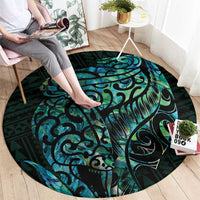 New Zealand Eel Round Carpet Tuna Aotearoa Maori With Paua Shell - Turquoise LT14 - Polynesian Pride