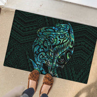 New Zealand Eel Rubber Doormat Tuna Aotearoa Maori With Paua Shell - Turquoise LT14 - Polynesian Pride