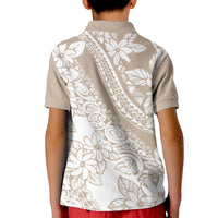Polynesia Kid Polo Shirt Polynesian Tropical Flowers Beige Pastel Vibes LT14 - Polynesian Pride