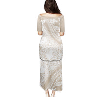 Polynesia Puletasi Polynesian Tropical Flowers Beige Pastel Vibes LT14 - Polynesian Pride