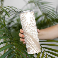 Polynesia Skinny Tumbler Polynesian Tropical Flowers Begie Pastel Vibes LT14 - Polynesian Pride