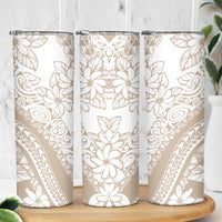 Polynesia Skinny Tumbler Polynesian Tropical Flowers Begie Pastel Vibes LT14 - Polynesian Pride