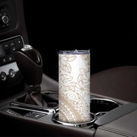 Polynesia Skinny Tumbler Polynesian Tropical Flowers Begie Pastel Vibes LT14 - Polynesian Pride
