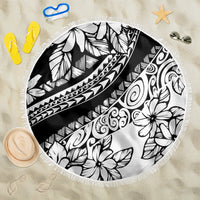 Polynesia Beach Blanket Polynesian Tropical Flowers Black Pastel Vibes LT14 One Size 150cm Black - Wonder Print Shop