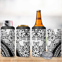 Polynesia 4 in 1 Can Cooler Tumbler Polynesian Tropical Flowers Black Pastel Vibes