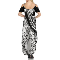Polynesia Summer Maxi Dress Polynesian Tropical Flowers Black Pastel Vibes LT14 - Polynesian Pride