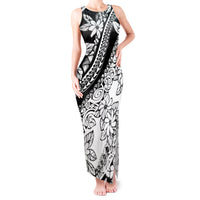 Polynesia Tank Maxi Dress Polynesian Tropical Flowers Black Pastel Vibes LT14 Women Black - Polynesian Pride