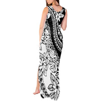 Polynesia Tank Maxi Dress Polynesian Tropical Flowers Black Pastel Vibes LT14 - Polynesian Pride