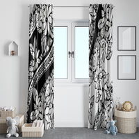 Polynesia Window Curtain Polynesian Tropical Flowers Black Pastel Vibes LT14 - Polynesian Pride