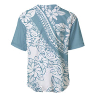 Polynesia Baseball Jersey Polynesian Tropical Flowers Blue Pastel Vibes LT14 - Polynesian Pride