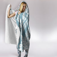 Polynesia Hooded Blanket Polynesian Tropical Flowers Blue Pastel Vibes LT14 - Polynesian Pride