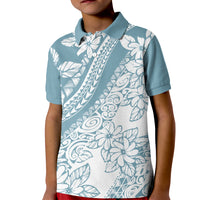 Polynesia Kid Polo Shirt Polynesian Tropical Flowers Blue Pastel Vibes LT14 Kid Blue - Polynesian Pride