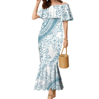 Polynesia Mermaid Dress Polynesian Tropical Flowers Blue Pastel Vibes LT14 Women Blue - Polynesian Pride