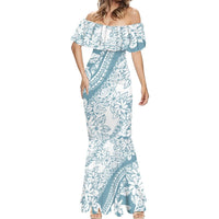 Polynesia Mermaid Dress Polynesian Tropical Flowers Blue Pastel Vibes LT14 - Polynesian Pride