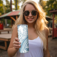 Polynesia Skinny Tumbler Polynesian Tropical Flowers Blue Pastel Vibes LT14 - Polynesian Pride