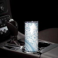 Polynesia Skinny Tumbler Polynesian Tropical Flowers Blue Pastel Vibes LT14 - Polynesian Pride