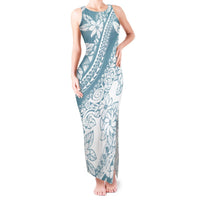 Polynesia Tank Maxi Dress Polynesian Tropical Flowers Blue Pastel Vibes LT14 Women Blue - Polynesian Pride