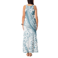 Polynesia Tank Maxi Dress Polynesian Tropical Flowers Blue Pastel Vibes LT14 - Polynesian Pride