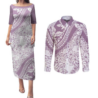 polynesia-couples-matching-puletasi-dress-and-long-sleeve-button-shirts-polynesian-tropical-flowers-purple-pastel-vibes