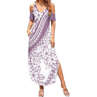 Polynesia Summer Maxi Dress Polynesian Tropical Flowers Purple Pastel Vibes LT14 Women Purple - Polynesian Pride