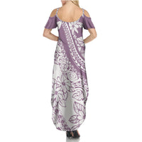 Polynesia Summer Maxi Dress Polynesian Tropical Flowers Purple Pastel Vibes LT14 - Polynesian Pride