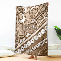 Beige Bula Fiji Blanket Fijian Language Week Tapa Cloth - Pastel