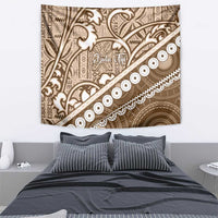 Beige Bula Fiji Tapestry Fijian Language Week Tapa Cloth - Pastel LT14 - Polynesian Pride