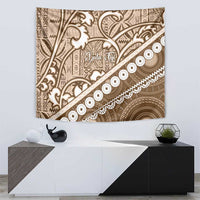 Beige Bula Fiji Tapestry Fijian Language Week Tapa Cloth - Pastel LT14 - Polynesian Pride