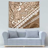 Beige Bula Fiji Tapestry Fijian Language Week Tapa Cloth - Pastel LT14 - Polynesian Pride