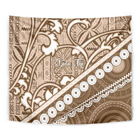 Beige Bula Fiji Tapestry Fijian Language Week Tapa Cloth - Pastel LT14 - Polynesian Pride