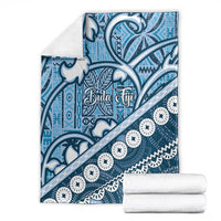 Blue Bula Fiji Blanket Fijian Language Week Tapa Cloth - Pastel