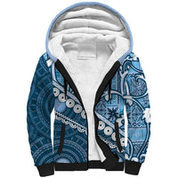 Blue Bula Fiji Sherpa Hoodie Fijian Language Week Tapa Cloth - Pastel