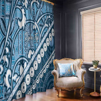 Blue Bula Fiji Window Curtain Fijian Language Week Tapa Cloth - Pastel