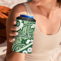Green Bula Fiji 4 in 1 Can Cooler Tumbler Fijian Language Week Tapa Cloth - Pastel
