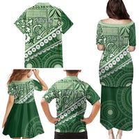 Green Bula Fiji Family Matching Puletasi and Hawaiian Shirt Fijian Language Week Tapa Cloth - Pastel
