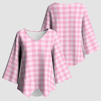 Light Pink Japanese Palaka Pride Kimono Sleeve Blouse LT14 - Polynesian Pride