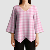Light Pink Japanese Palaka Pride Kimono Sleeve Blouse LT14 - Polynesian Pride